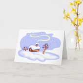 Carte Cabane d'hiver cosy dans un paysage enneigé et giv (Fleur jaune)