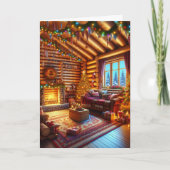 Carte Cabane en rondins chaleureuse et Noël de cheminée  (Devant)