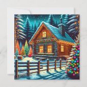 Carte Cabane en rondins la veille de Noël Personnalisée (Devant)