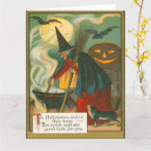 Carte Cabine de sorcière Cauldron Jack-o'-lantern Chat d (Fleur jaune)