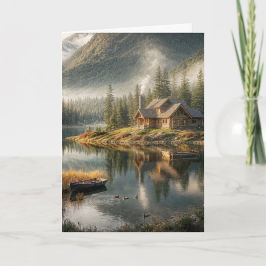 Carte Cabine Mountain Lake Pour Fête des pères (Devant)