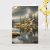 Carte Cabine Mountain Lake Pour Fête des pères (Fleur jaune)