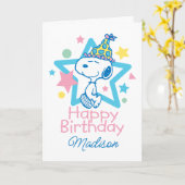 Carte cacahuètes | Bonne Anniversaire Snoopy Stars (Fleur jaune)