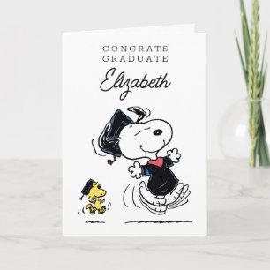Carte cacahuètes   Snoopy & Woodstock Graduation