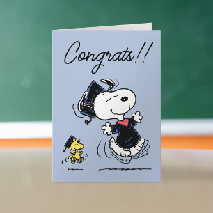 Carte cacahuètes   Snoopy & Woodstock Graduation