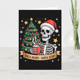 Carte Cacao chaud de squelette rétro plutôt joyeux plutô