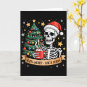Carte Cacao chaud de squelette rétro plutôt joyeux plutô (Fleur jaune)