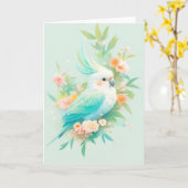 Carte Cacatoès Paradis Pastel (Fleur jaune)