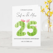 Carte Cactus 25e anniversaire mariage salutation (Fleur jaune)