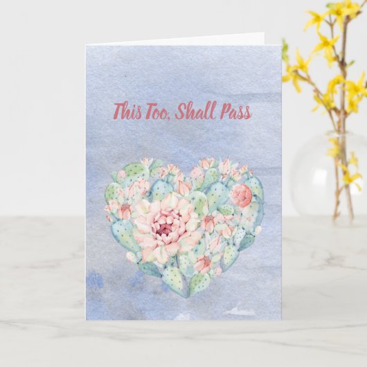 Carte Cactus Aquarelle This Too Shall Pass (Fleur jaune)