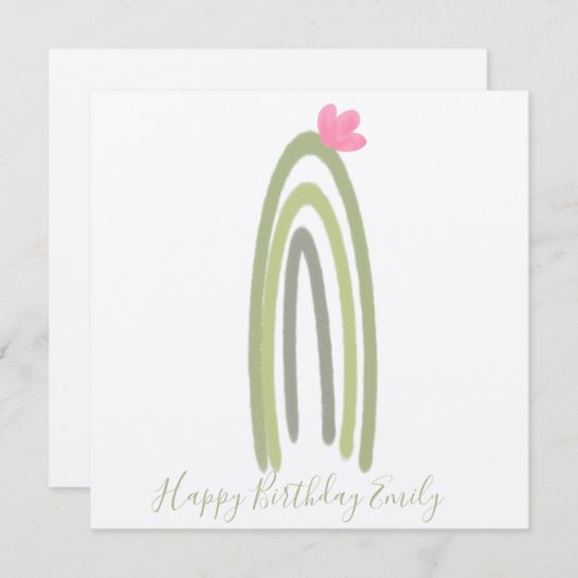 Carte Cactus Arc-en-ciel illustration Terre (Devant / Derrière)