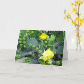Carte Cactus Blooms Plein Bleu Blanc (Fleur jaune)