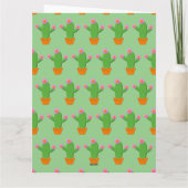 Carte Cactus Cartoon Cute Avec Fleur Rose (Dos)