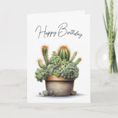 Carte Cactus d'anniversaire Plantes en Pot (Devant)