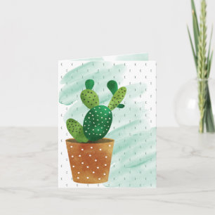 Carte Cactus d'aquarelle monogramme Salutation quotidien