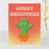 Carte Cactus de dessin animé mignon (Fleur jaune)