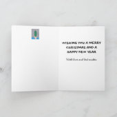 Carte Cactus de Noël amusant, bordure verte, votre salut (Intérieur)