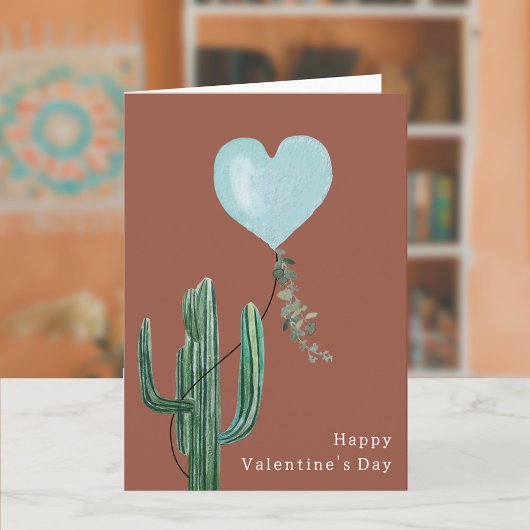 Carte Cactus Desert Pun Terracotta Blue Valentine's Day