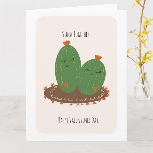 Carte Cactus Doodle Saint-Valentin (Fleur jaune)