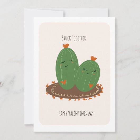 Carte Cactus Doodle Saint-Valentin  (Devant)