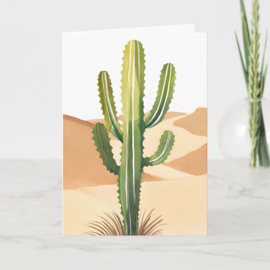 Carte Cactus du désert | Cactus verts à l'aquarelle (Devant)