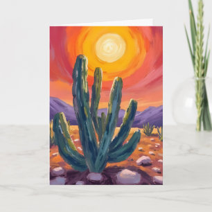 Carte Cactus du désert   Peinture de paysage de nature a