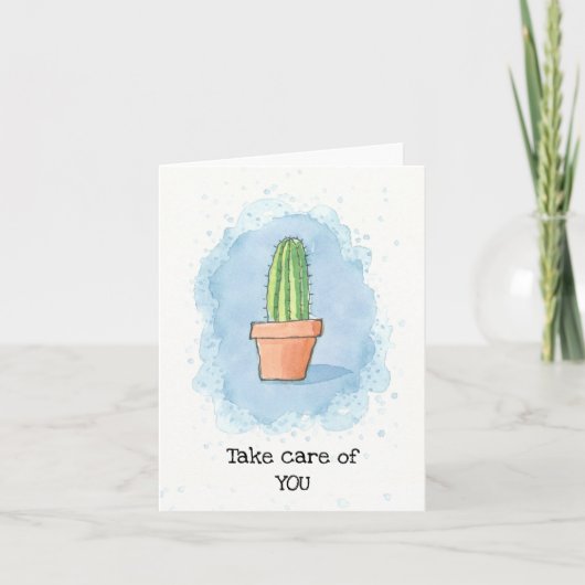 Carte Cactus en Pot - Bleu (Devant)