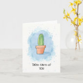 Carte Cactus en Pot - Bleu (Fleur jaune)
