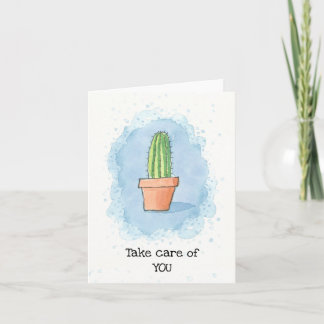 Carte Cactus en Pot - Bleu