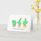 Carte Cactus En Pot - Cactus Fait Parfait Blanc (Fleur jaune)