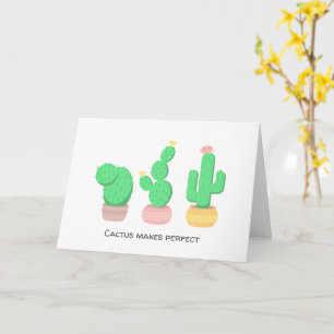 Carte Cactus En Pot - Cactus Fait Parfait Blanc