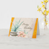 Carte Cactus et Fleur Désert du Sud-Ouest Anniversaire (Fleur jaune)