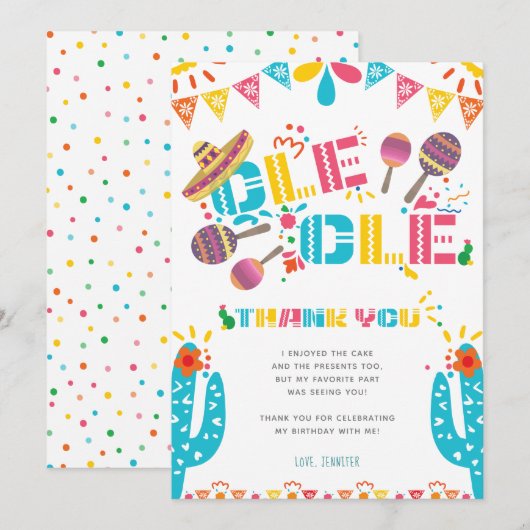 Carte Cactus Fête de Remerciement Mexicaine (Devant / Derrière)