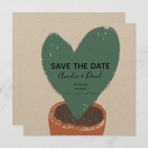 Carte Cactus Main Drawn Heart Hoya Plante Enregistrer la