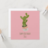 Carte Cactus Plante arc-en-ciel Panier à main dessiné An (Devant/Arrière en situation)