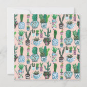 Carte Cactus rose et vert plante amoureux anniversaire (Dos)