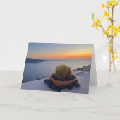 Carte Cactus Santorin Grèce Sunset Photographie (Fleur jaune)