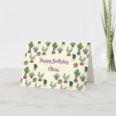 Carte Cactus Succulent Cactus Plantes Posés Joyeux Anniv (Devant)