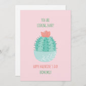 Carte Cactus Succulente Valentine en classe (Devant / Derrière)