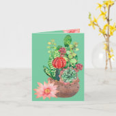 Carte Cactus, Succulentes, Fleur de Cactus, Arrangement (Fleur jaune)