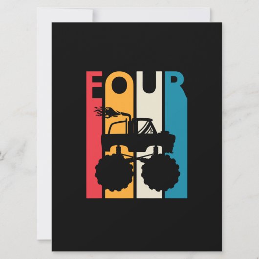 Carte Cadeau 4ème anniversaire quatre camions monstre vi (Devant)