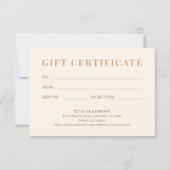 Carte cadeau Abstrait certificat en cuivre de terr (Dos)