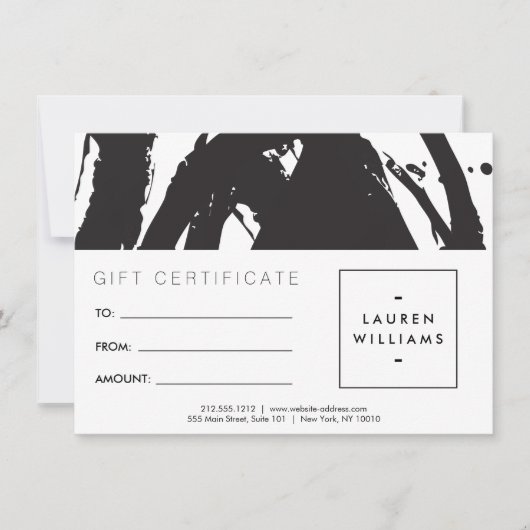 Carte cadeau Abstraite Brosse noire et blanche (Devant)