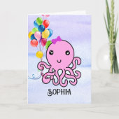 Carte Cadeau Anniversaire Personnaliser Nom Age Octopus  (Devant)