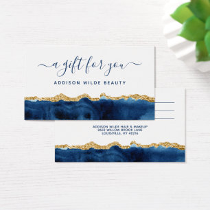 Carte Cadeau Aquarelle Bleu Marine Et Or