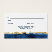 Carte Cadeau Aquarelle Bleu Marine Et Or (Dos)