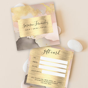 Carte cadeau Aquarelle Faux Gold Foil Black Blush