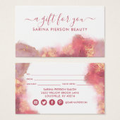 Carte Cadeau Aquarelle Liquide Rose Et Or (Devant & derrière)