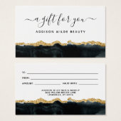 Carte Cadeau Aquarelle Noire Et Or (Devant & derrière)