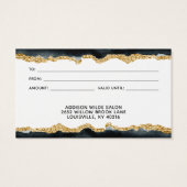 Carte Cadeau Aquarelle Noire Et Or (Dos)